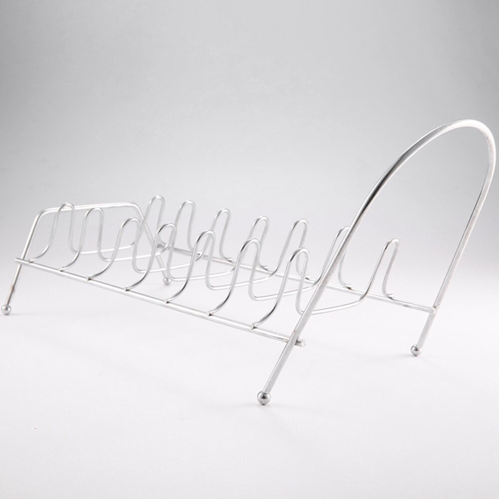 Bowl Storage Draining Holder Dish Rack Shelf Kitchen Countertop Pot Lid Stainless Steel Drying Stand Plates Pan Sink 7 Slots