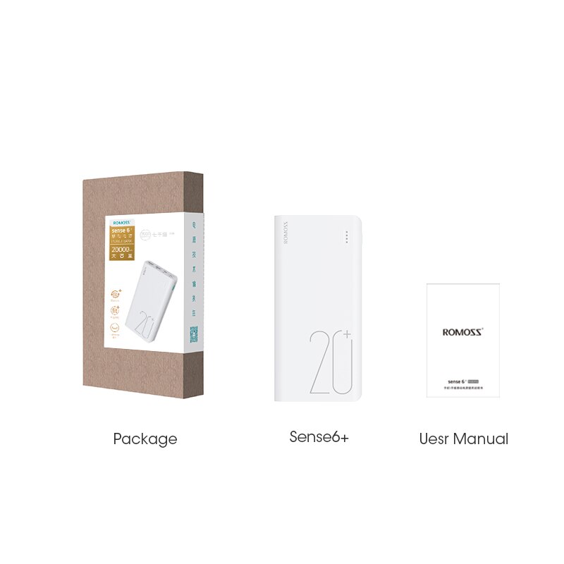 Romoss Sense 6 + Power Bank 20000 Mah PD3.0 Quick Charge 20000 Mah Powerbank Externe Batterij Voor Iphone Xiaomi mi Huawei