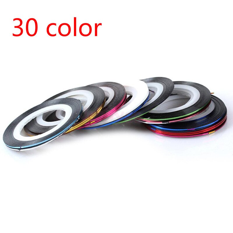 Cinta de líneas de pelado de uñas multicolor, adornos de decoración para uñas, rollo de cintas adhesivas, herramienta de decoración para manicura, 10/20/30 colores: 30 colors