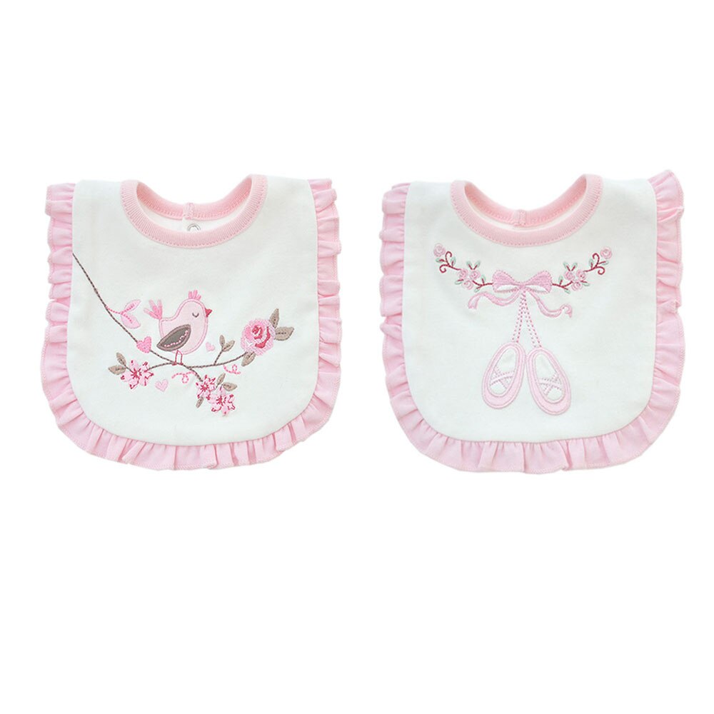 Nette Baby Lätzchen Baumwolle Rosa Gestickte Speichel Handtuch Weichen Säuglings Neugeborenen Burp Tücher Reusable Doppel Schicht Baby Bandana Kleidung