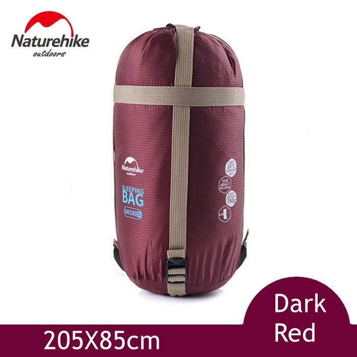 Naturehike 205*85cm sovepose forlænget kuvert bomuldssplejsning ultralet voksen bærbar udendørs camping vandreture 3 sæsoner: Mørkerød