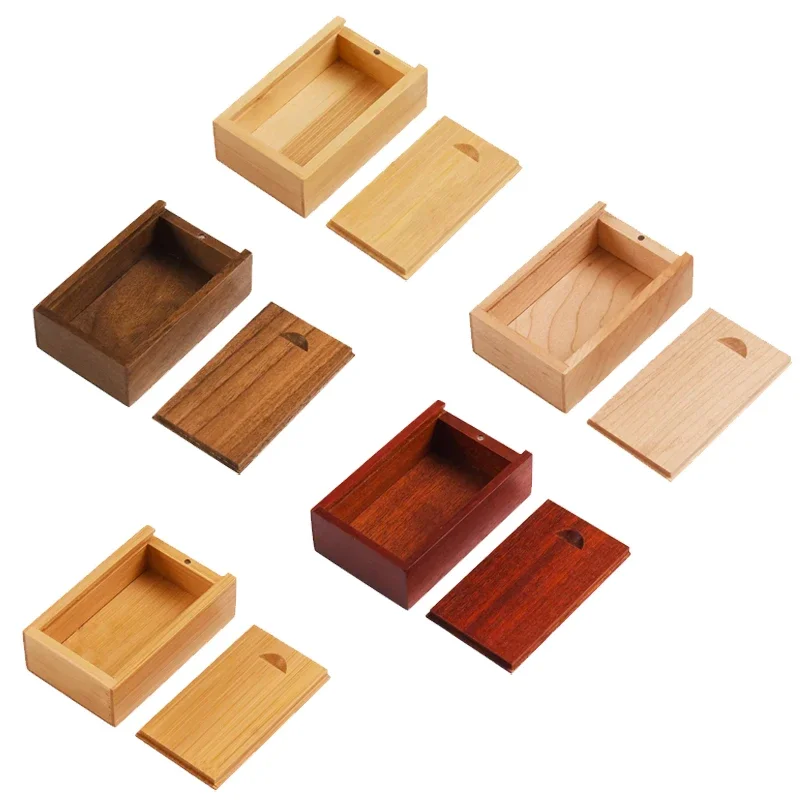 Caja de almacenamiento sin terminar de madera Natural maciza, 5 uds., con tapa deslizante para collar, anillo, caja de , caja de madera decorativa USB para: Rosa