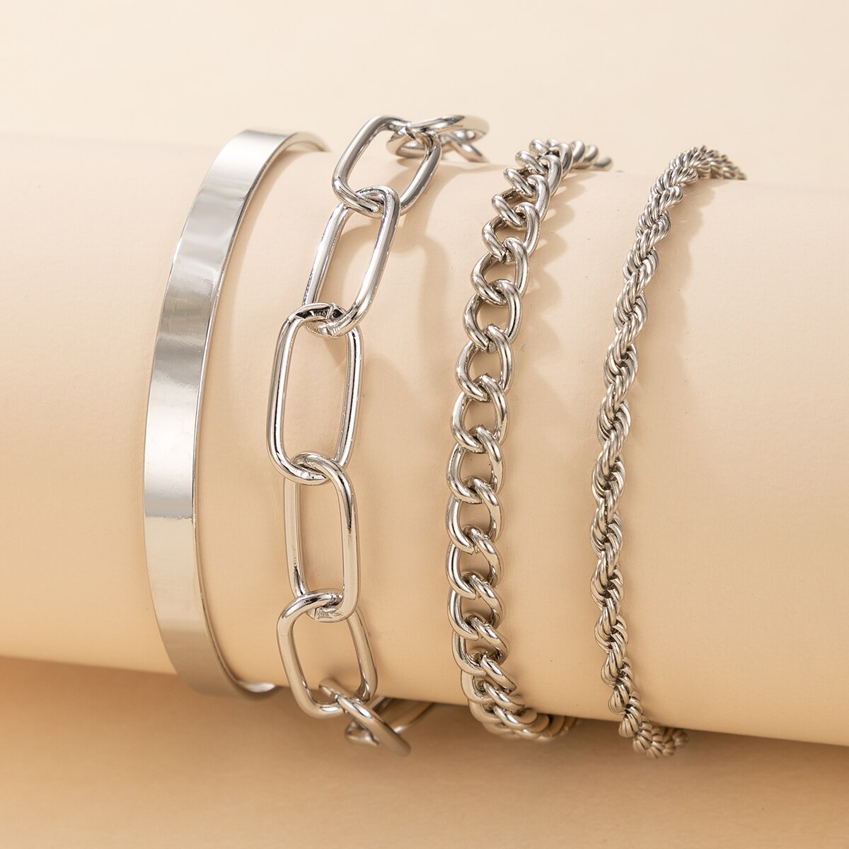 Docona-Conjunto de pulseras de aleación de Metal multicapa para mujer, brazalete bohemio de cristal y piedra media luna, corazón, hoja de árbol, joyería de boda, 9 estilos: 16298-silver