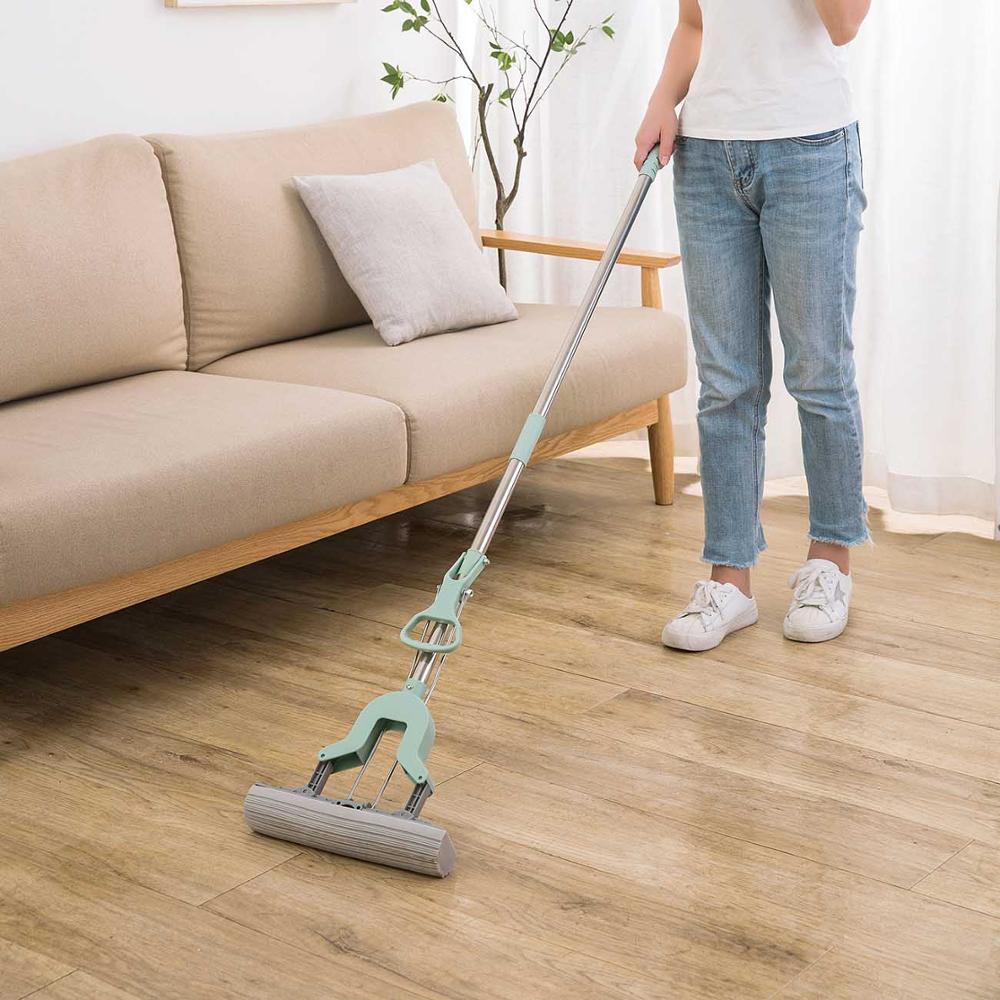 Gulvmopp svamp mopp vri vannmoppen mikrofiber munnstykke selvklemmende uten håndvask dårlig kjøkken rengjøringsverktøy