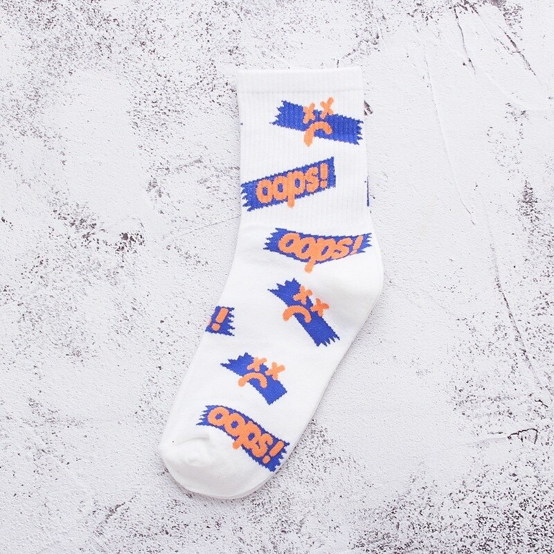 Outdoor Sport Socks Knitted Letter Non-slip Basketball Bicycle Compression Socks Streetwear Hip Hop Skateboard Baseball Sock: White 02