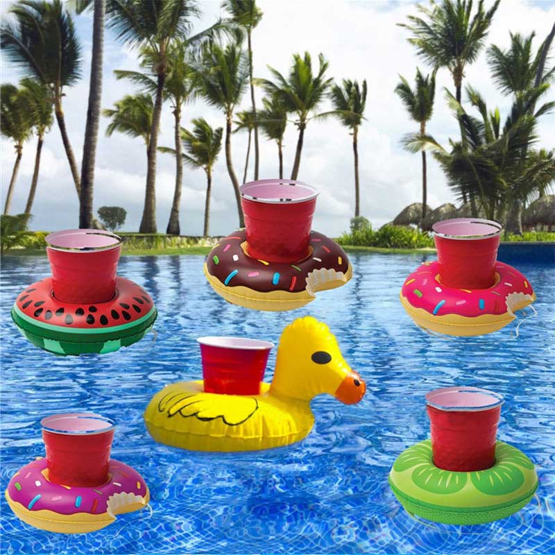 Oppustelig kopholder bryllupsfest dekoration strand tilbehør enhjørning flamingo flyde badning pool legetøj 1pc drikkeholdere
