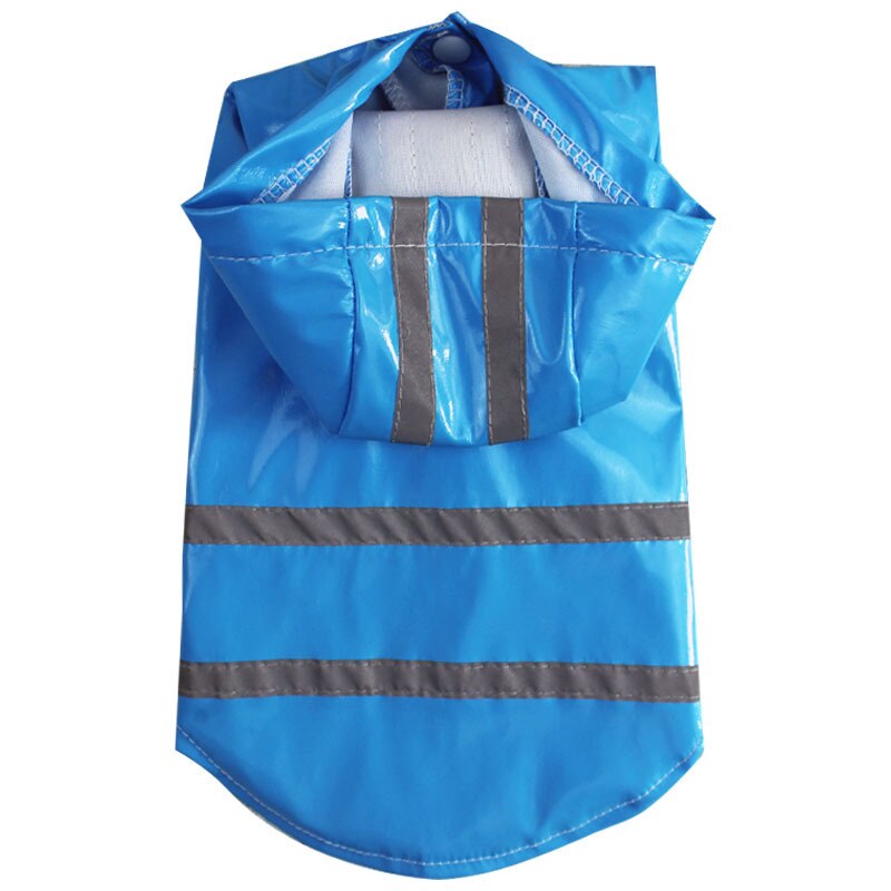 Multisize Pets Dog Clothes Hooded Raincoats Reflective Strip Dogs Rain Coat Waterproof Jacket Outdoor Breathable Clothes Puppies: Blue / XL