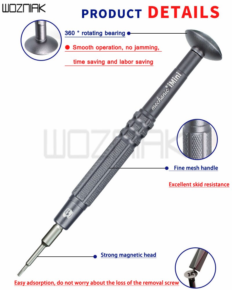 Destornillador antideslizante mecánico iMini 0,8 Torx 0,6 tipo Y 1,2 1,5 Phillips 2,5 T2 para herramienta de reparación de cámara de teléfono móvil