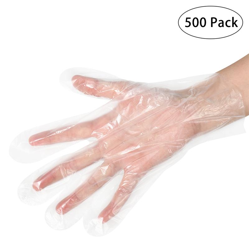 FRCOLOR 500pcs Disposable Polyethylene Gloves Sterile Safety Gloves (Transparent)