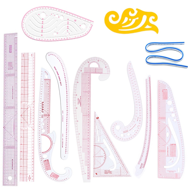 4/13 Pcs French Curve Metric Grading Ruler Measure Dressmaking Tailor Drawing Template Craft Tool Plastic Sewing Supplies