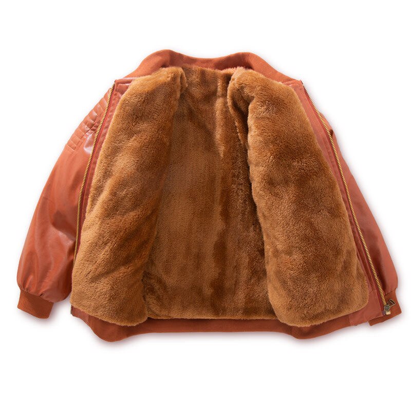 Jas Voor Jongens Jassen Herfst Winter Koreaanse Jasje Kinderen Plus Fluwelen Warming Katoen Pu Leren Jas Voor 1-14y Jongen: 4