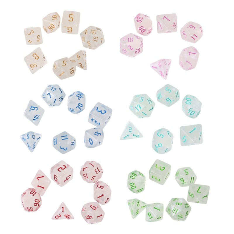 7 pçs resina poliédrica diques para dnd rpg mtg dials mesa de mesa dados jogo de tabuleiro brinquedos h053