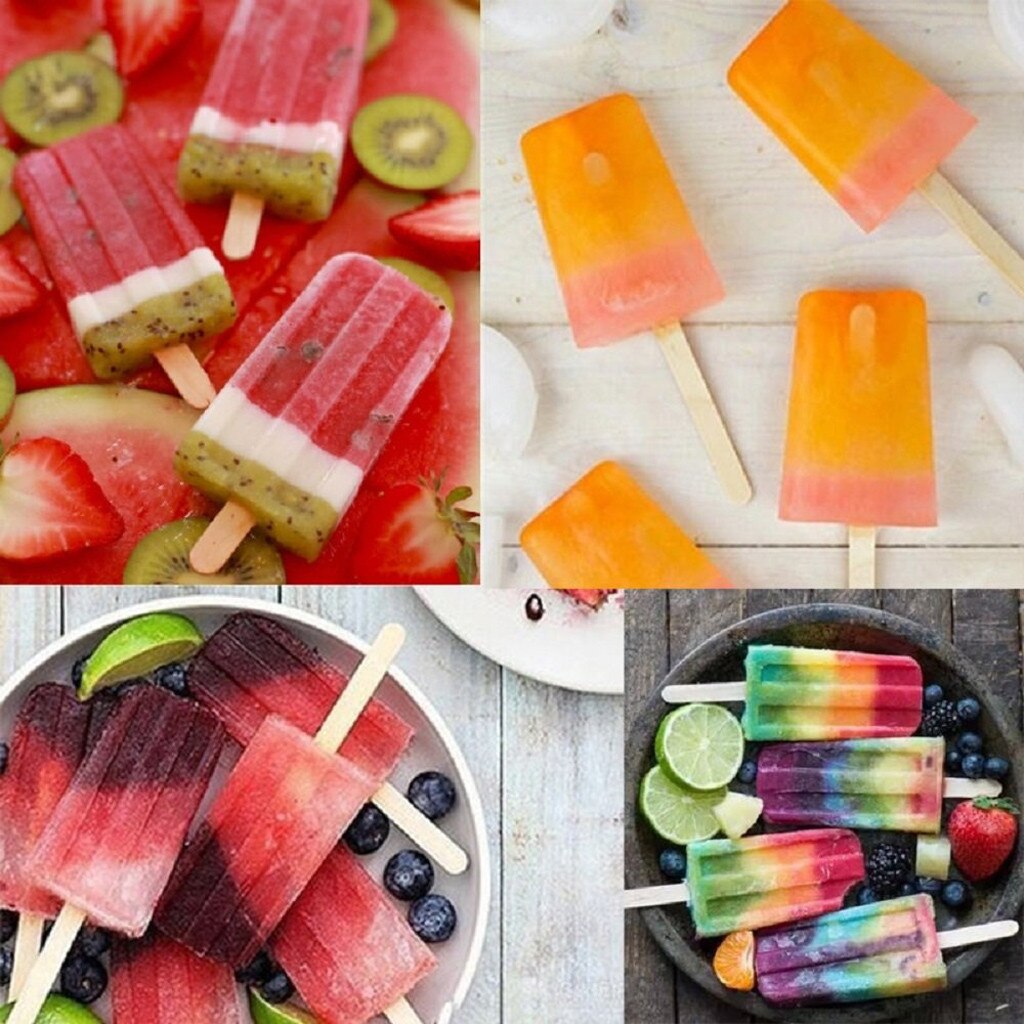 Ice Cube Tray 200 Pcs Craft Sticks Ice Cream Sticks Natural Wood Popsicle Craft Sticks Kitchen Tools формы для выпекания