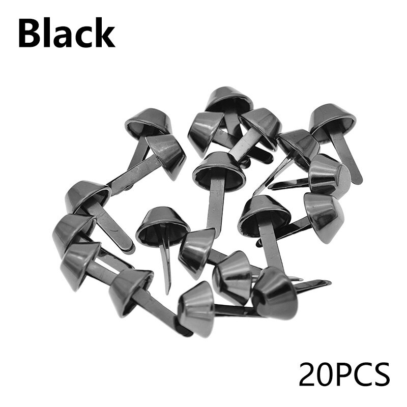 20 Stuks Metalen Klinknagel Zakken Bodem Nagel Voet Nail Diy Onderdelen Legering Twee-Legged Emmer Nail Bagage Onderdelen Tassen accessoires: Black