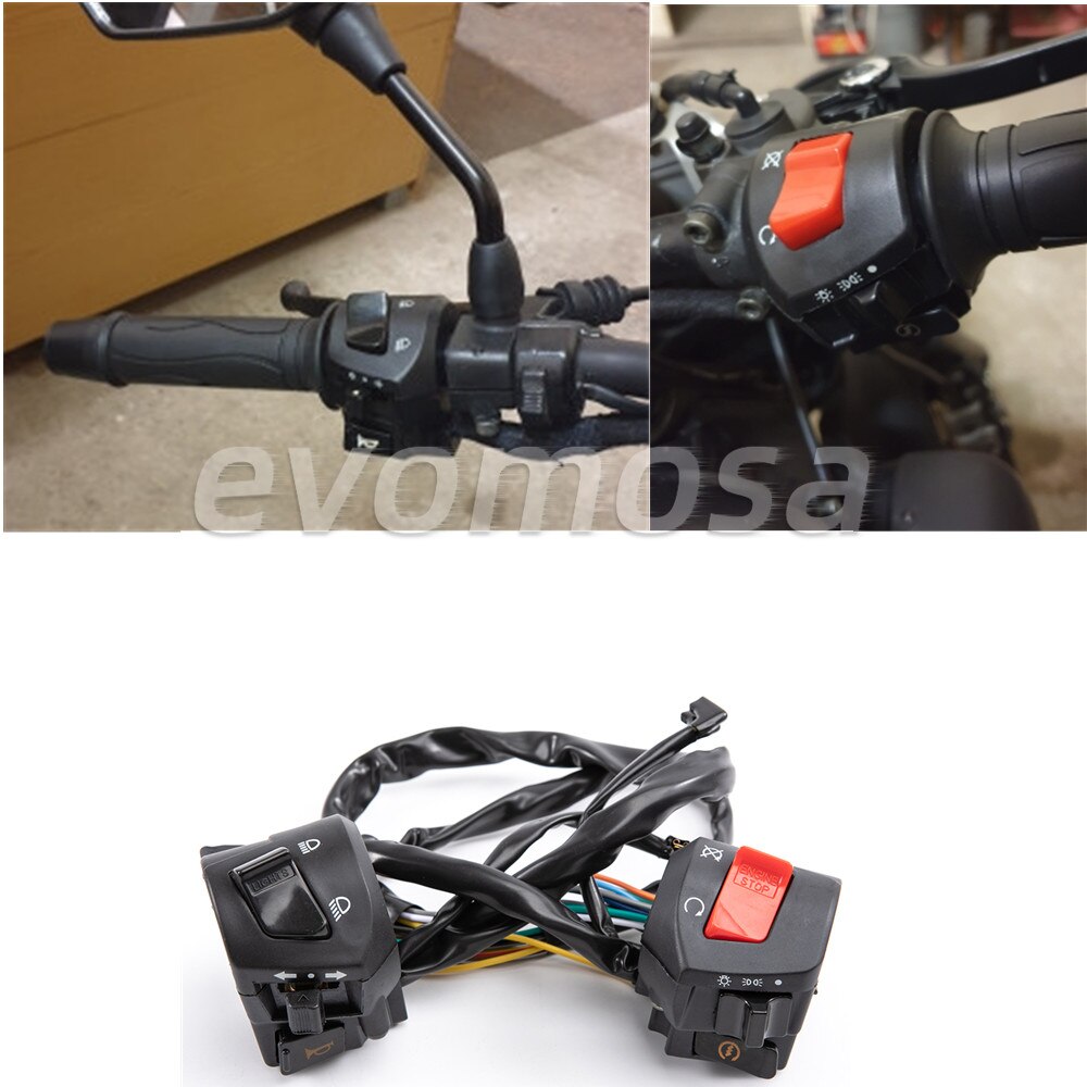 Commutateurs de commande de guidon de moto, klaxon, clignotant, lumière de sauna, interrupteur de démarrage électrique, double accélérateur, universel, 12V, 7/8 pouces
