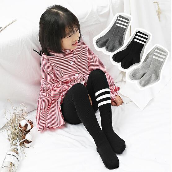 en najaar katoenen kinderen drie bars leggings student sport kids jongens meisjes panty