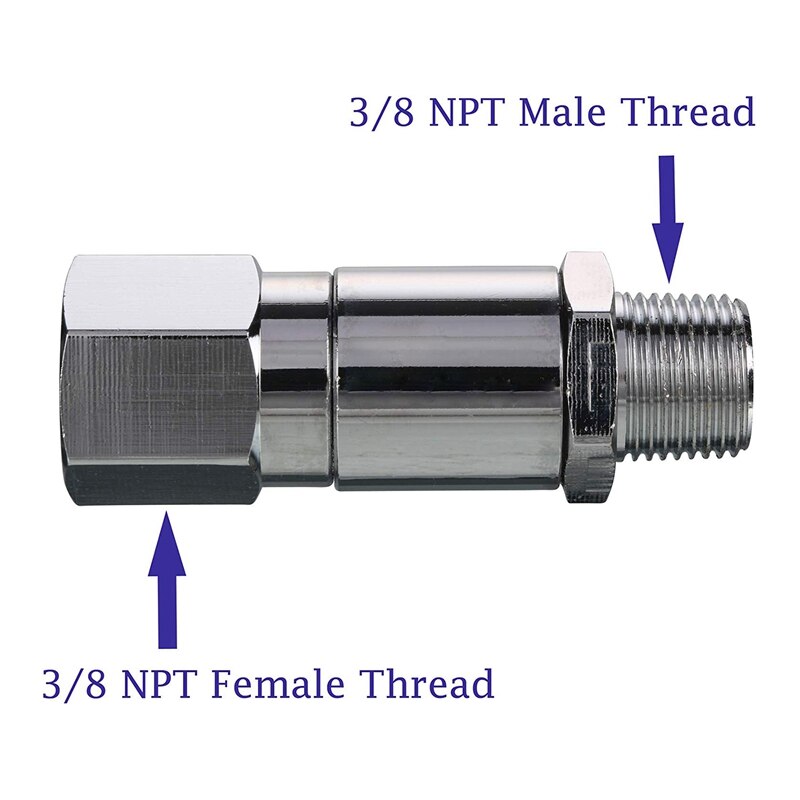 Pressure Washer Swivel, 3/8 Inch NPT Male, Mosmatic Swivel, Stainless Steel, 4000 PSI Thread Fitting