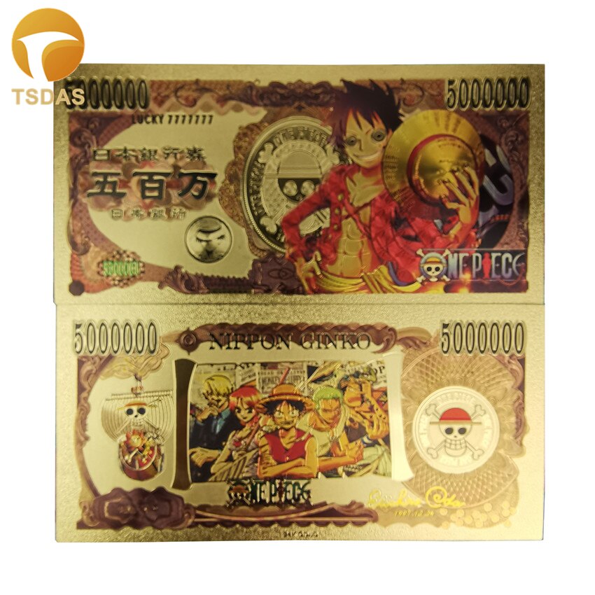A coleção colorida da cédula do ouro caçoa presentes japão dos desenhos animados a cédula japonesa 1000000 24k chapeou ouro dinheiro falso: 13