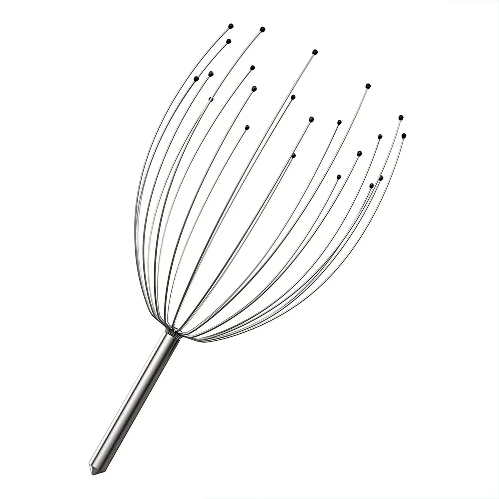 Masajeador de cabeza para rascar el cuero cabelludo de pulpo, Extractor sin alma de 24 dedos, cabeza divina relajante para extraer el cabello, cuidado saludable: YELLOW