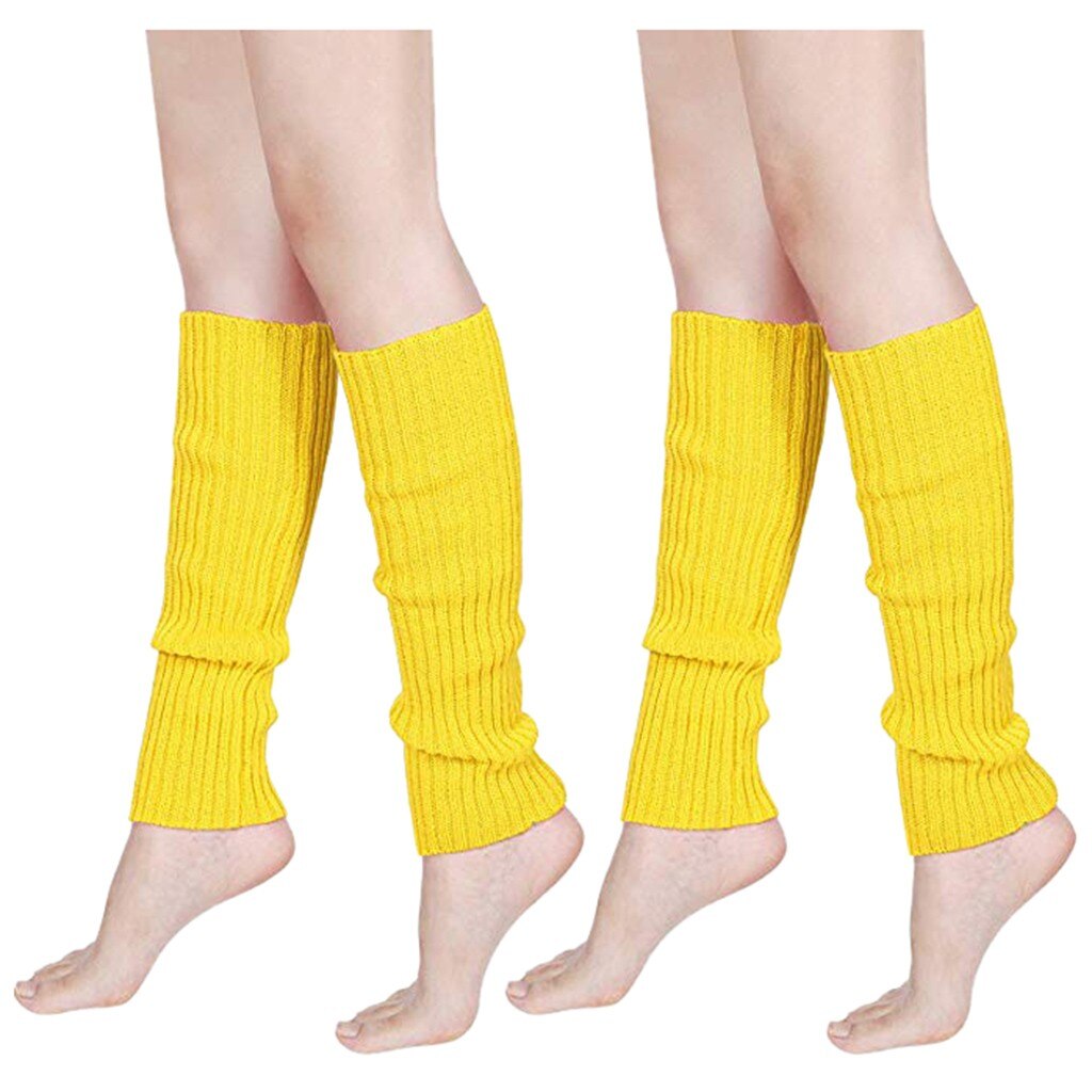 Frauen Männer Fluoreszenz Farbe Streifen Stiefel Manschetten Wärmer betroffen Bein Partei Strümpfe bein wärmer Winter calentadores de pierna mujer: Gelb