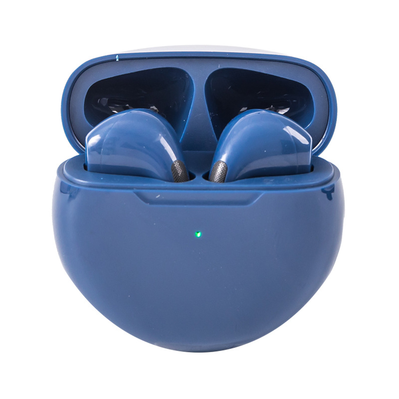 Pro 6 tws bluetooth-øretelefoner trådløse bluetooth-headset støydempende ørepropper med mikrofon pro 6 trådløse hodetelefoner for iphone: Marineblå
