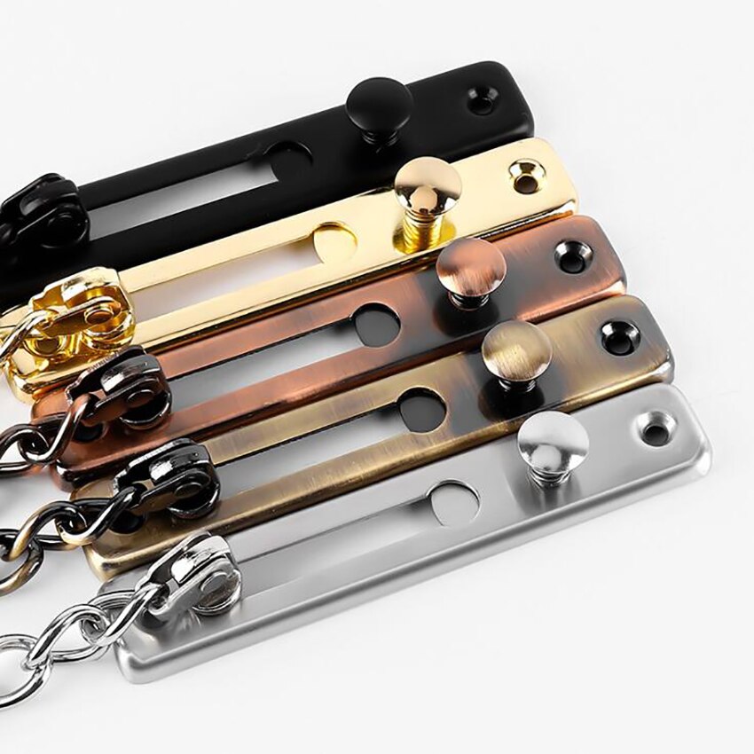 2 Way Install Thick Door Chain Lock with Spring Stainless Steel Door Security Chain Guard, Heavy Duty Latch Lock for Inside Door