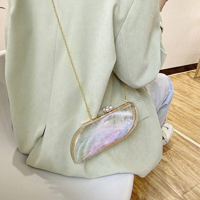 Acrylic Clear Alien Shoulder Bag For Women Crossbody Bags With Chain Transparent Evening Clutch Pvc Handbags