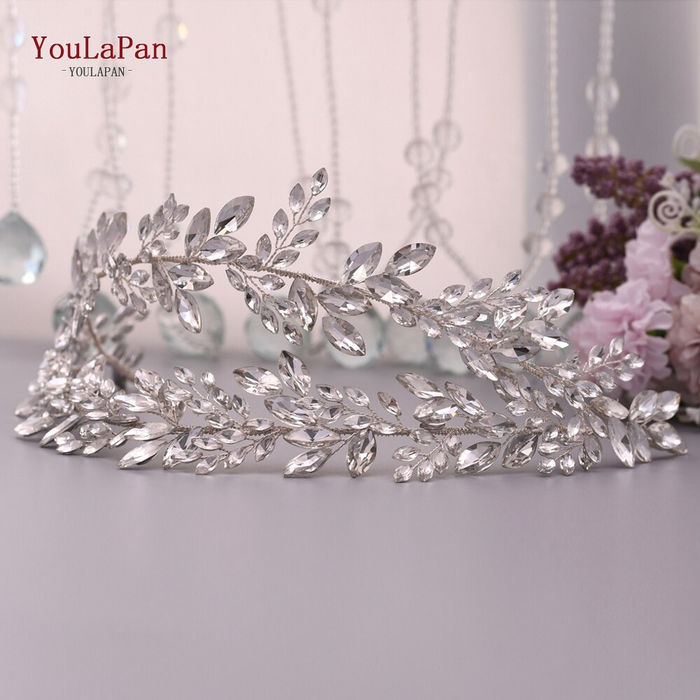 YouLaPan SH304 Handgemachte Strass Gürtel Silber Hochzeit Kleid Gürtel Schärpe Stirnband Prom Abendkleider Zubehör für Frauen