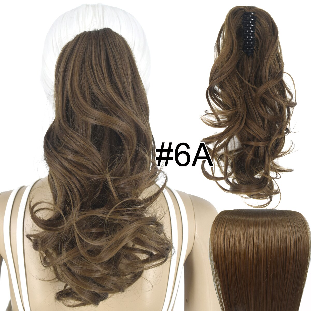 Topreety Hittebestendige Synthetische Haar 90gr 14 "35 Cm Golvend Claw Clip In/Op Paardenstaart Hair Extensions CP-222: 6A