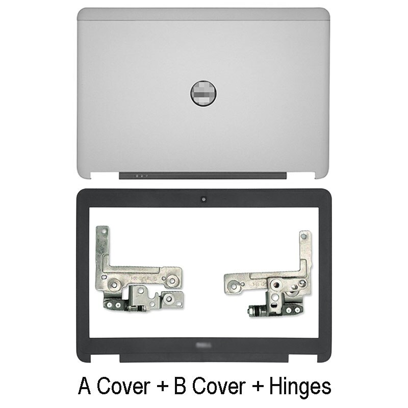 Laptop Lcd Back Cover Voor Dell E7240 Lcd Voorkant Palmrest Onderkant Deur Cover 0Wrmnk Een B C D AM0VM000701 Top Case Zilver: AB Hinges