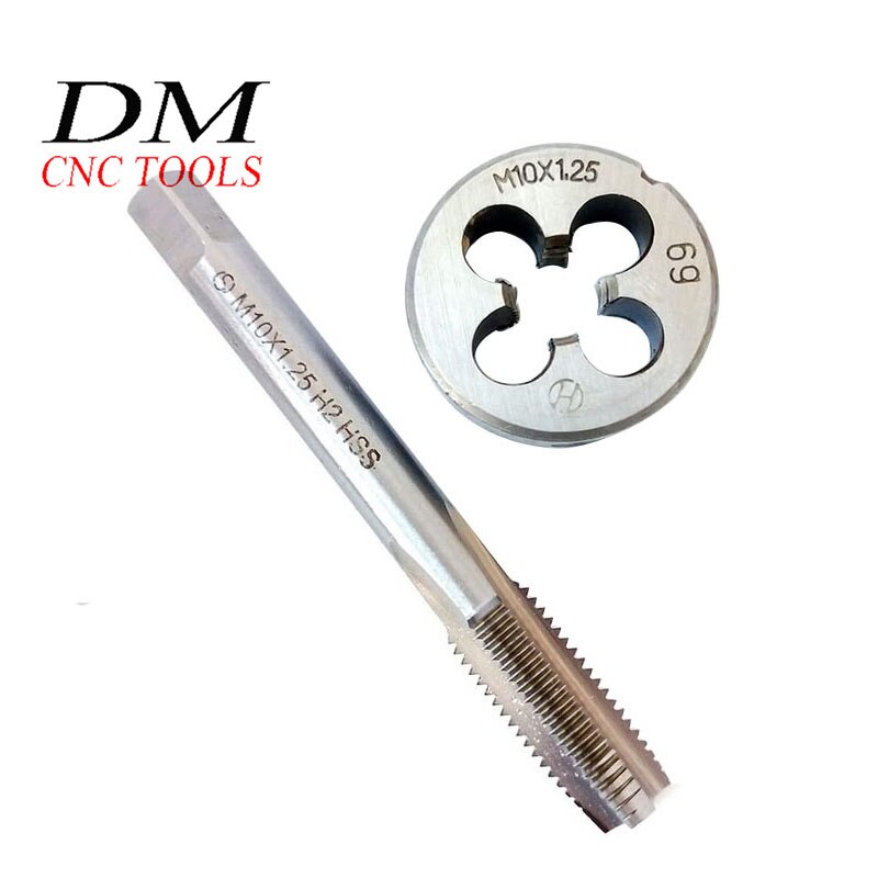 M10 × 1.25 hss métrica torneira e morrer conjunto, rosca torneira e rosca redonda morrer mão direita hss taper