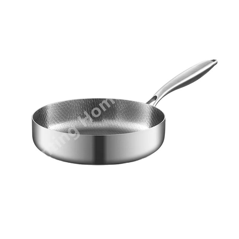 Sartén de acero inoxidable de titanio, Wok antiadherente, olla sin recubrimiento, sartén para carne de huevo, Cocina de Inducción para el hogar, estufa de Gas, utensilios de cocina
