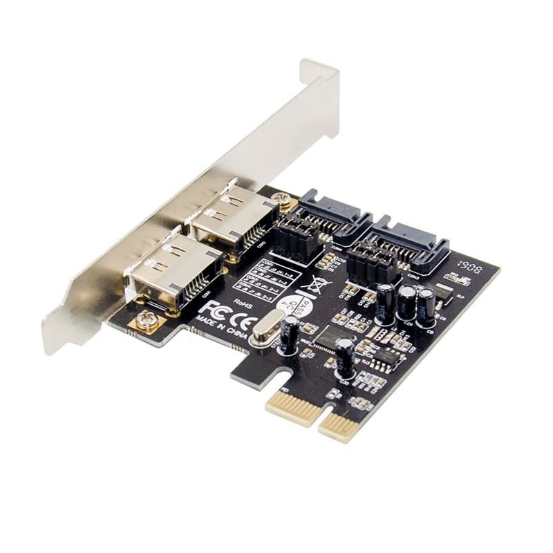 PCI-Express x1 to 2-Port eSATA and 2-Port SATA 3.0 6Gb/s PCIe Expansion Card ASM1061 Chipset