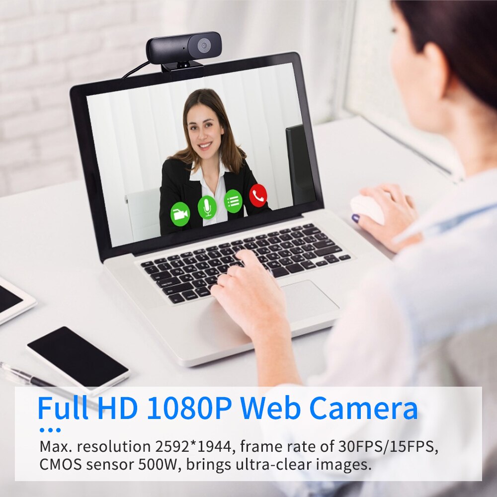 Aibecy Full HD 1080P Webcam CMOS 500W Web Camera with Microphone Support Auto Focus USB Computer Camera Plug and Play web cam