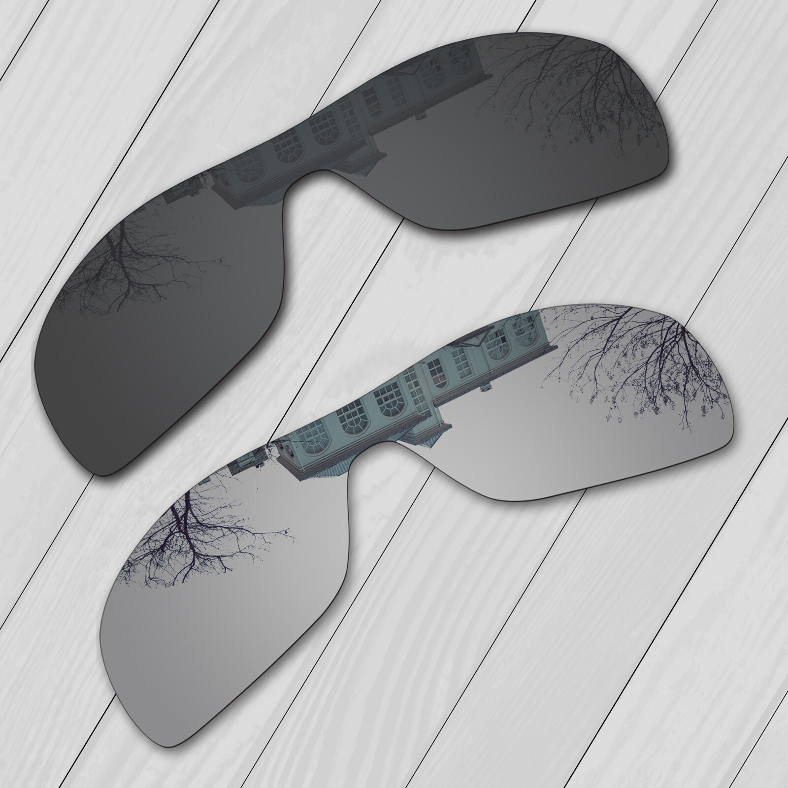 EOS 2 Stück Schwarz &Ampere; Silber Polarisierte Ersatz Linsen für Oakley Turbine Rotor OO9307 Sonnenbrille