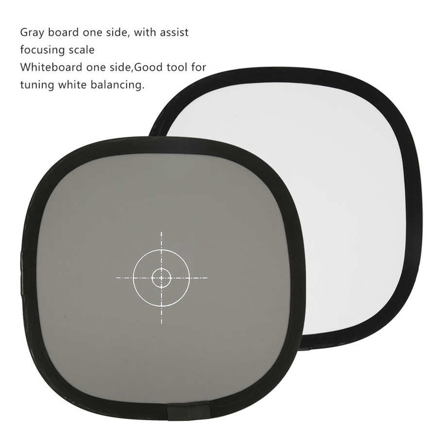 Draagbare 12 Inch 30Cm 18% Opvouwbare Grijskaart Reflector Witbalans Double Face Focus Board Met Draagtas Voor slr Camera