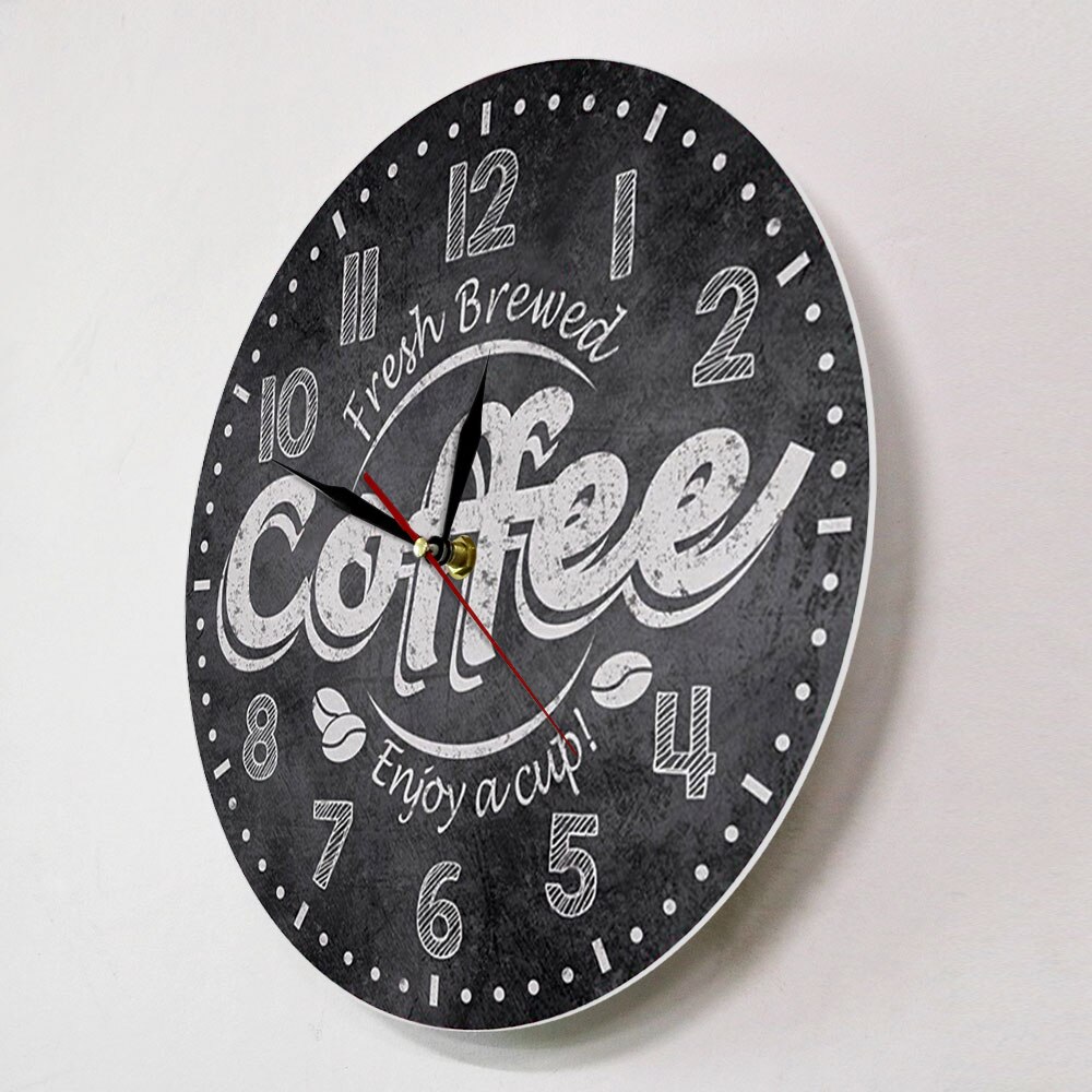 Fresh Brewed Coffee Enjoy A Cup Of Wall Clock Coffee Kitchen Wall Clock Coffee Shop Cafe Bar Wall Decor For Coffee addicts