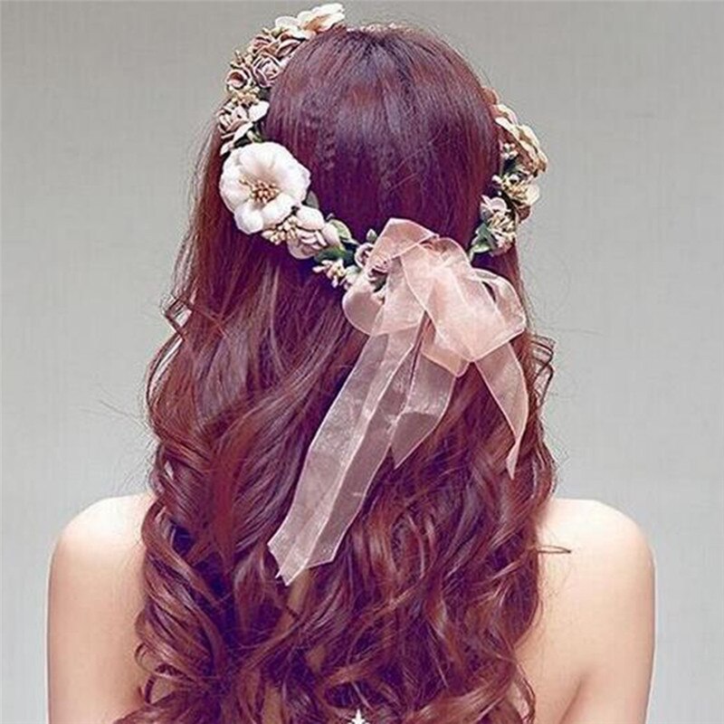 Bruiloft Haar Accessoires Boho Krans Tiara Kroon Bloem Bloemen Haarband Hoofdband Voor Vrouwen Meisjes Bridal