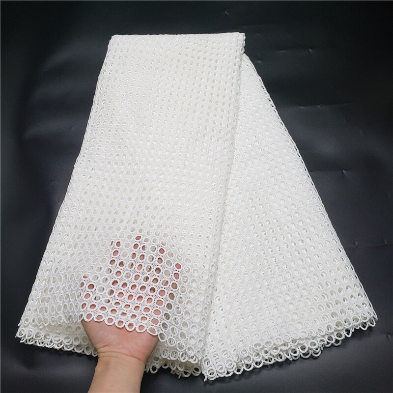 Tela de encaje para vestidos, cordón de guipur clásico, blanco puro, amigable con la piel, Africano, para boda, NN277_R: Popular design