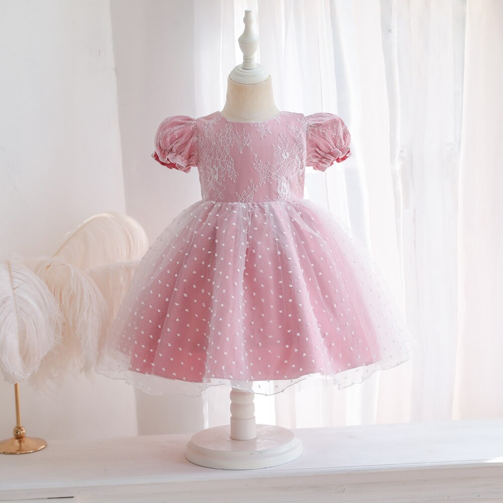 Ma y 6M-5Y bebé chico niñas vestido de encaje arco Puff manga tul boda cumpleaños vestidos para niñas
