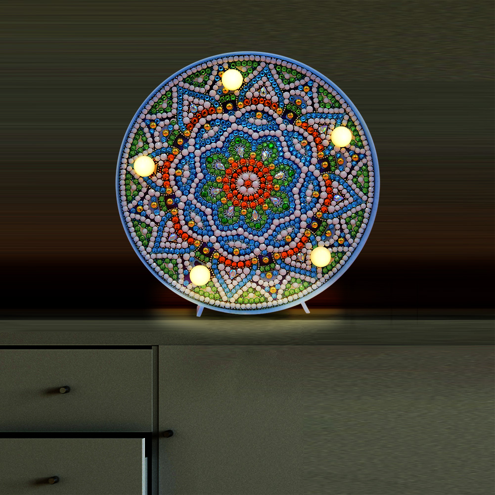 Diamant Malerei LED Lampe Licht Mandala 5D Diamant Stickerei Landschaft Strass DIY Diamant Weihnachten Halloween