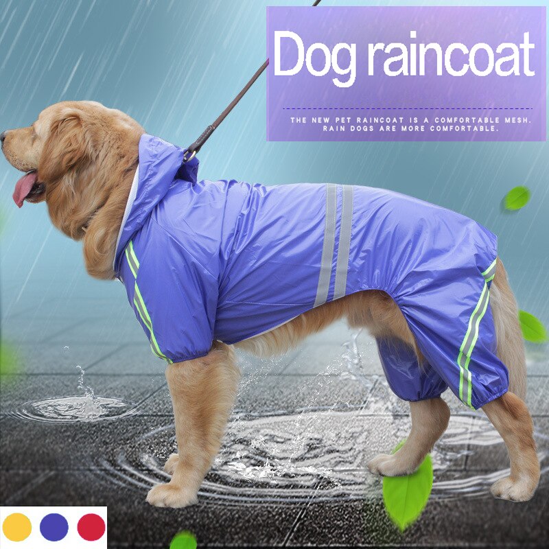 Dog Raincoat Pet Waterproof Detachable Rain Jacket Dogs Water Resistant Clothes Floral Patterns Trench Coat for Rainy Day: Blue / 5XL