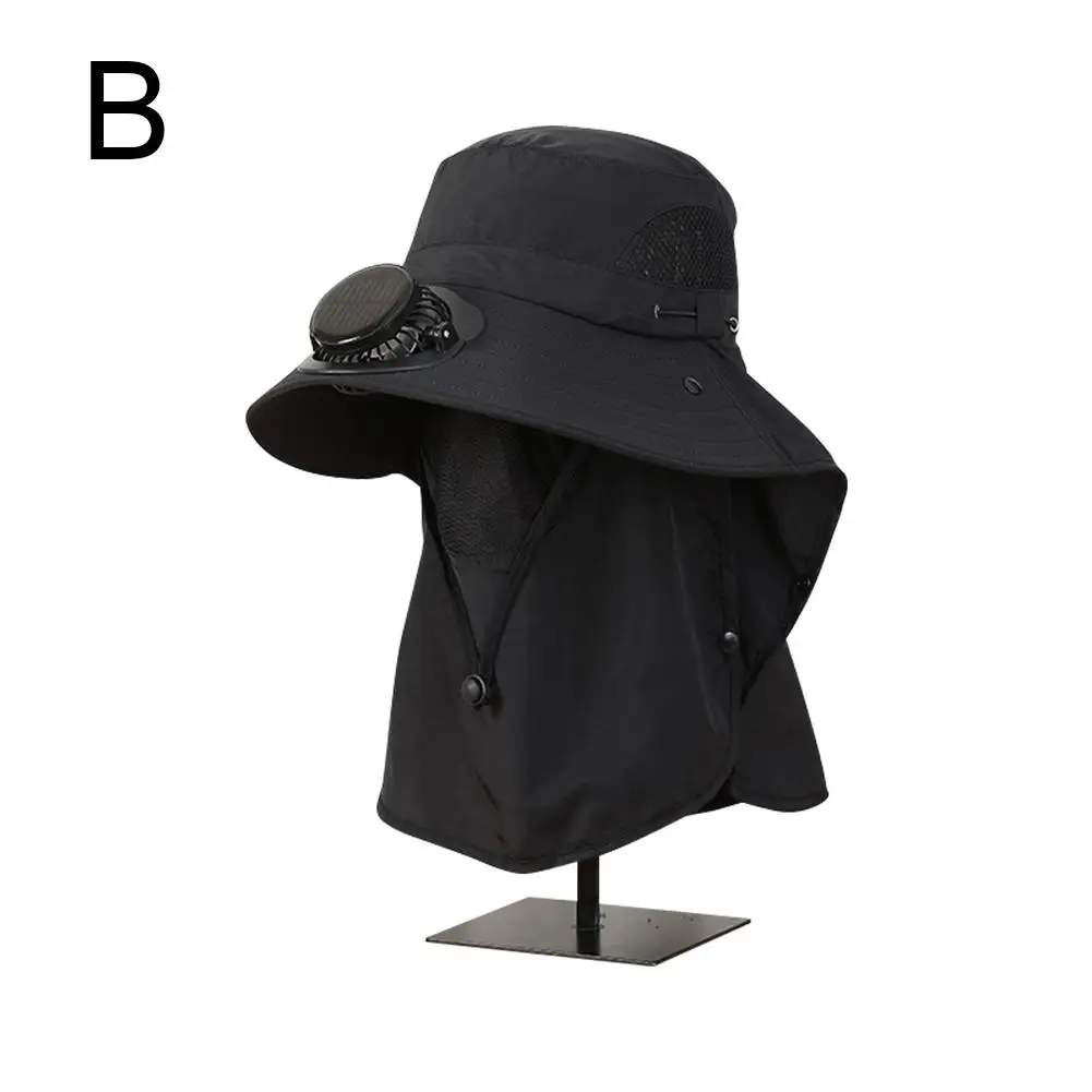 Solar Charging Fan Hat Working Outdoors Sunshade Sun Pot Picking Sun Hat Tea Garden Protection Greenhouse Removable: black