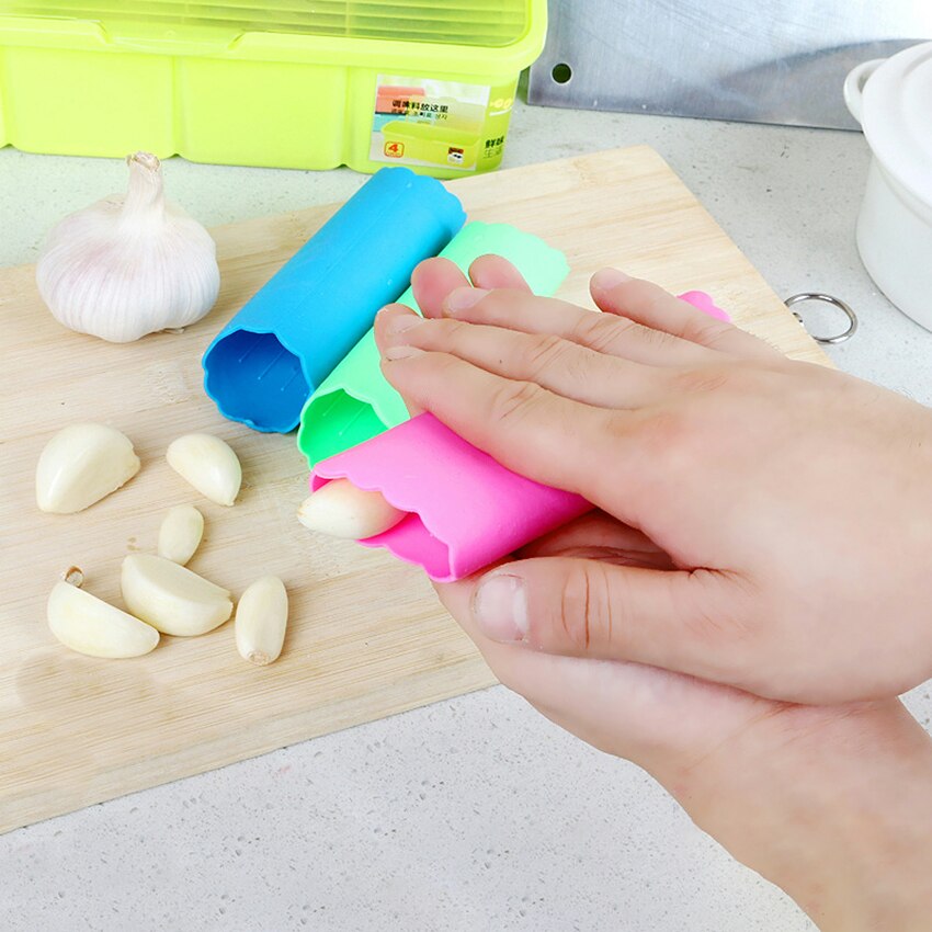 3er Set Silikon-Knoblauchschäler – Einfache Roll-Technik, 14 Cm Lang, In Gelb, Grün & Schwarz, Spülmaschinenfest