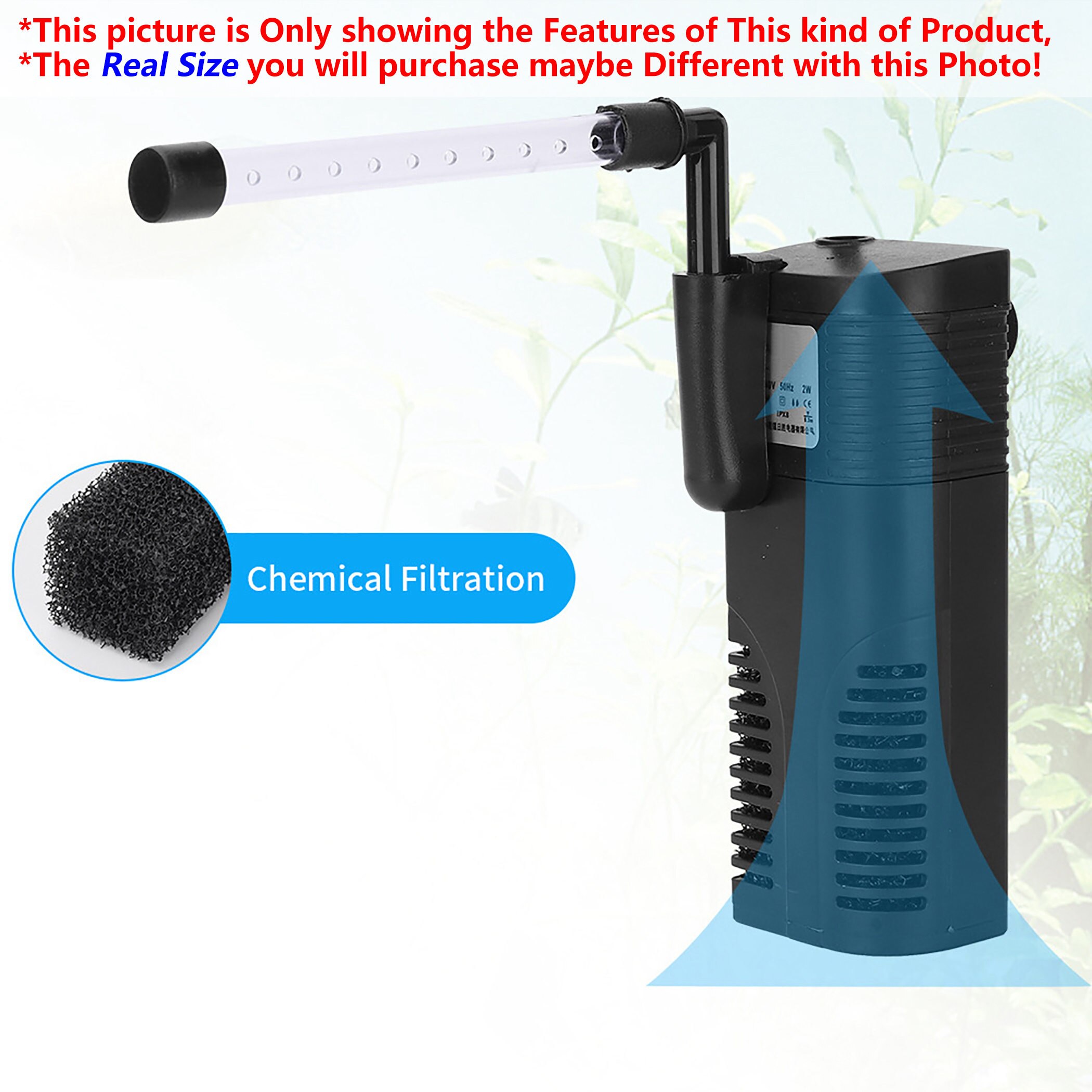 Aquarium Submersible Fish Tank 220V Water Pump &amp; Filtration with Oxygen Tube, Shower Bar and Suction Cup for Pond &amp; Hydroponics