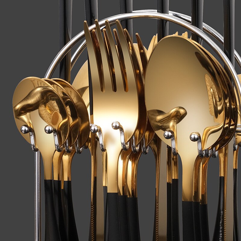 24 Stuks Luxe Servies Bestek Set Rvs Servies Goud Servies Set Mes Vork Lepel Vaatwasser Servies
