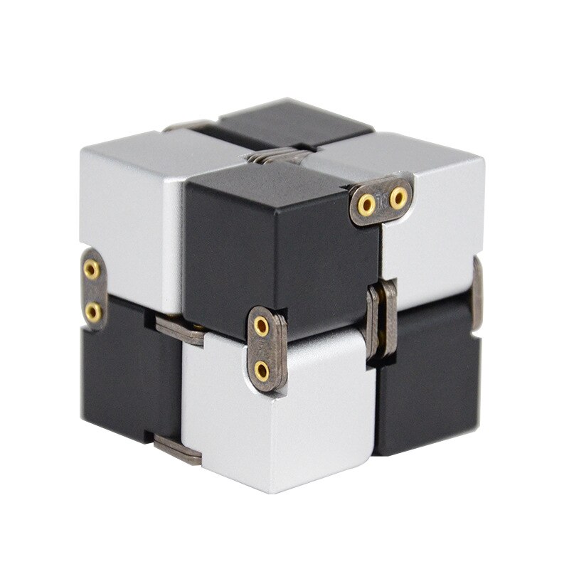 Aluminum Alloy Magical Infinity Cubeb Fidget Toys Infinite Flip Decompression Cubes for Stress Relief: Black and White