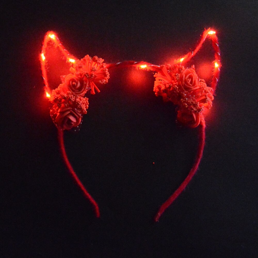 Led blinkende lys cosplay djævel hovedbånd leopard øre fest hovedbeklædning demon horn hårbøjle indretning bryllupsdag