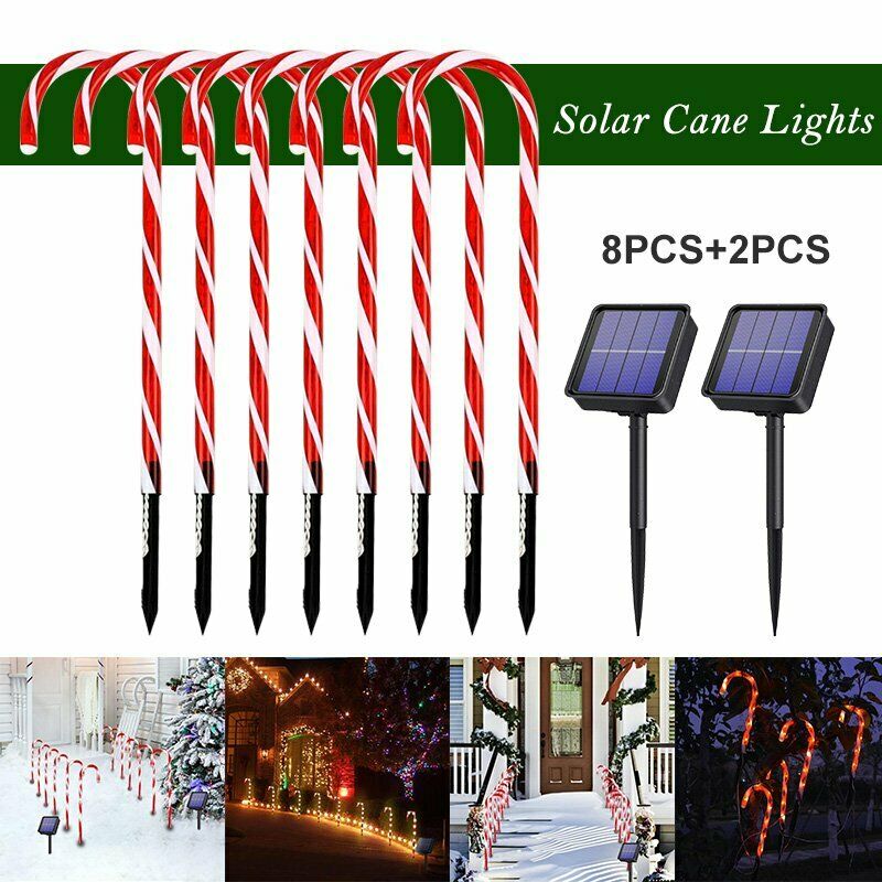 Zonne-energie Kerstmis Candy Cane Verlichting Zonne Gazon Lamp Outdoor Zonne-verlichting Led Xmas Decor Tuin Pathway Yard Gazon Verlichting