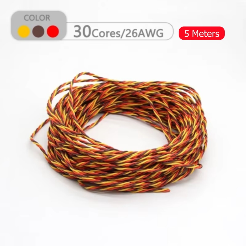 5/10/20m- trådig servoförlängningskabel 30/60 -kärnig 3 -vägs jr futaba tvinnad tråd 22/26 awg för rc-modellflygplanstillbehör: Vit